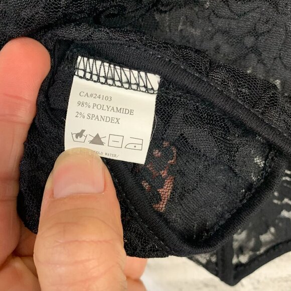 Red Coral Collections Black Sheer Lace Crop Top - Picture 5 of 6